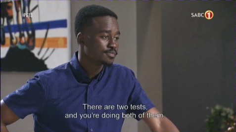 Tbose  gives Mapitsi an HIV test kit . He says she must test so he can be sure …